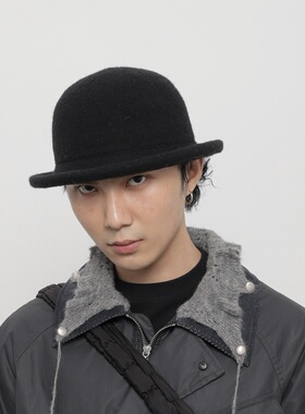 WORLDWIDE/日系复古卷边圆顶小礼帽百搭休闲渔夫帽子男女时尚盆帽