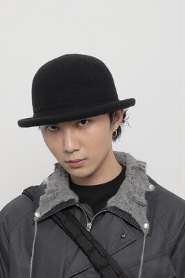 日系复古卷边圆顶小礼帽渔夫帽子