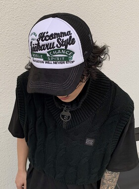 美式街头货车帽男潮牌嘻哈雅痞棒球帽女凹造型前卫时尚复古卡车帽