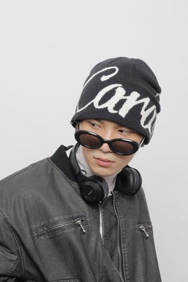 美式街头复古字母双面戴毛线帽潮