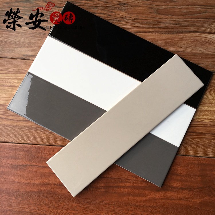100X400纯色黑白灰亮光长条地铁北欧风格面包厨卫墙瓷砖现代简约