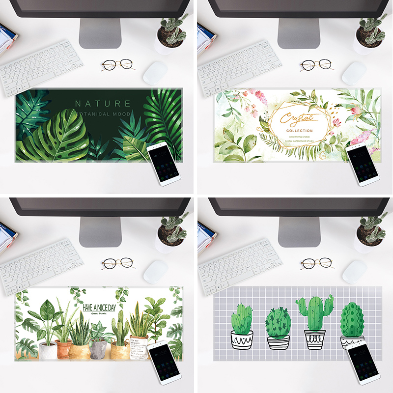 ins原创植物系列游戏鼠标垫超大锁边加厚防水 办公笔记本桌垫