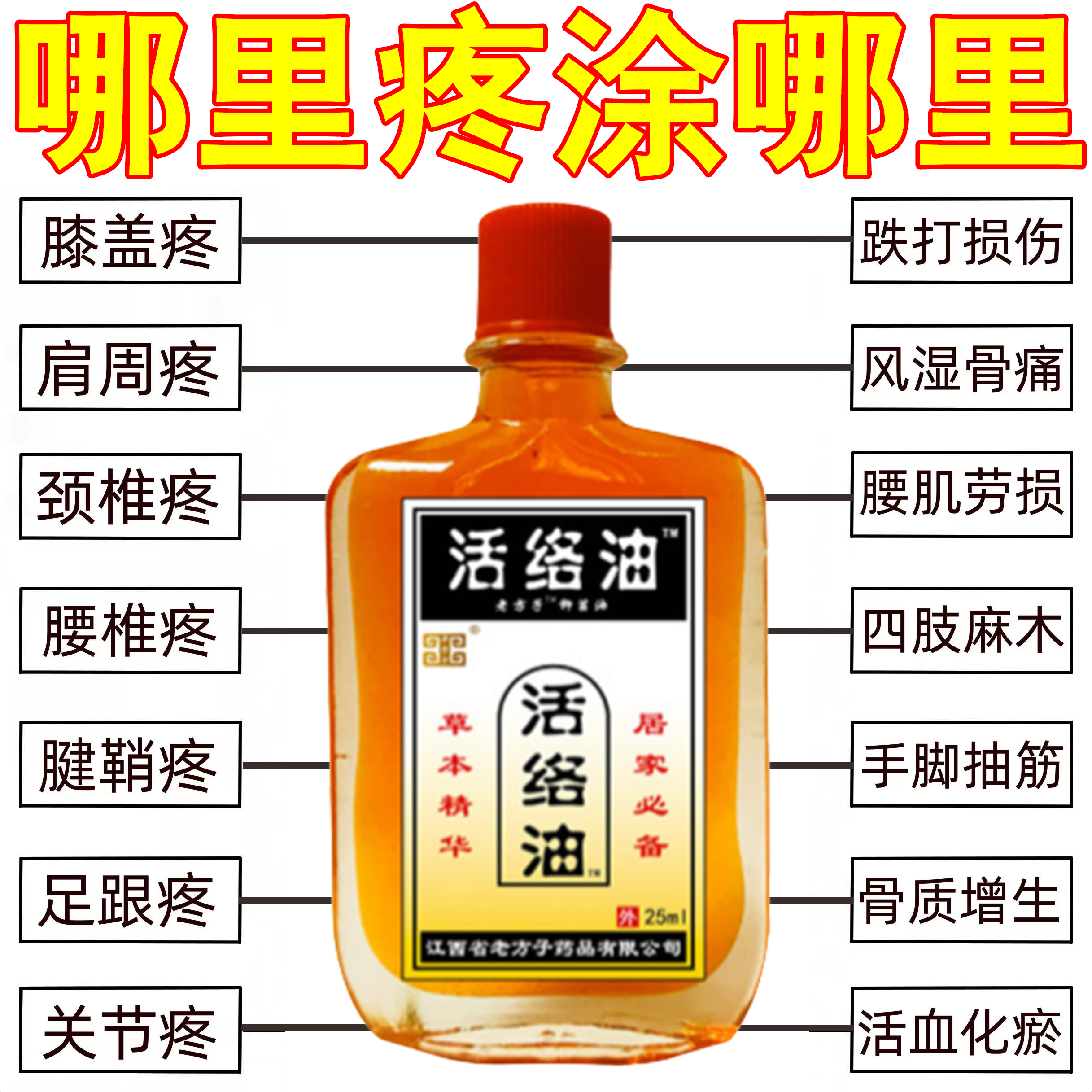 舒筋通经活络液跌打活血化瘀精油膝盖关节腰颈椎肩膀疼痛专用药油