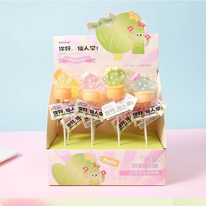 仙人掌造型棒棒糖 创意可爱少女心糖果儿童礼物礼盒16支整盒包邮