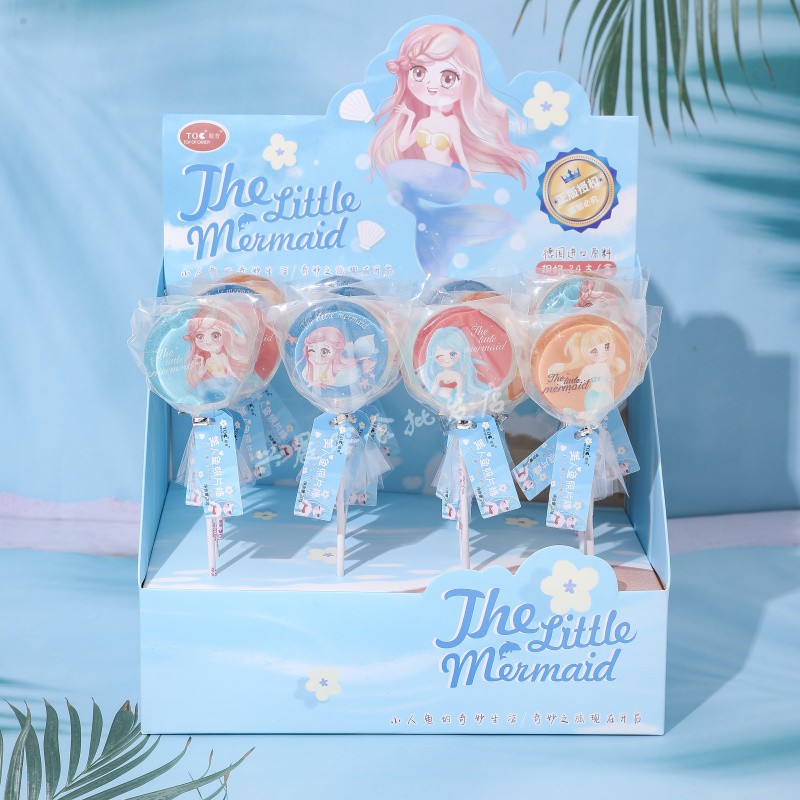 美人鱼棒棒糖创意糖照片糖24支 儿童可爱卡通动物糖果 包邮