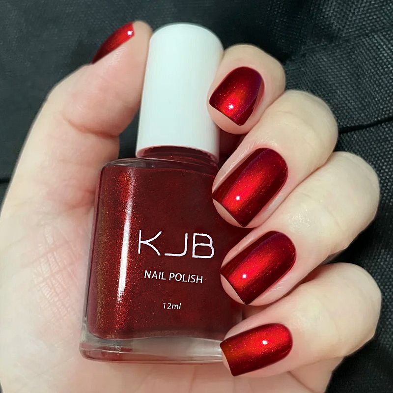 网红热卖百搭跳色珠光酒红指甲油美甲显白亮闪闪亮面持久防水秋冬