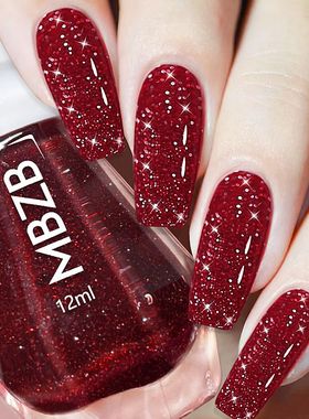 指甲油持久显白亮闪闪免烤微胶快干套装可剥可撕拉美甲无味网红色