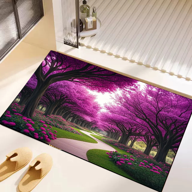 硅藻泥防滑地垫装饰锦鲤送福花朵浴室卫生间