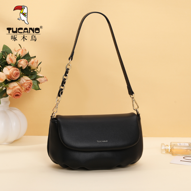 啄木鸟女包2025新款时尚百搭腋下包时尚潮流单肩斜挎包褶皱包小包