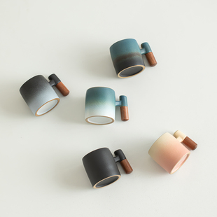 缘宿70ml浓缩咖啡杯带把主人杯水杯咖啡杯陶瓷渐变单杯跨境定logo