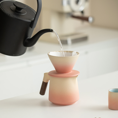 缘宿渐变咖啡套组手冲咖啡壶套装陶瓷咖啡滤杯漏斗过滤咖啡壶V60