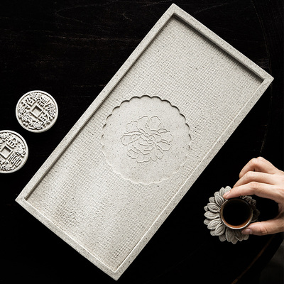 莲花陶瓷吸水茶盘速干