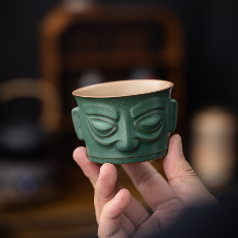 三星堆面具茶杯主人杯品茗杯文创功夫茶杯单杯陶瓷礼盒装定制logo,餐饮具,茶杯,淘宝优惠券,粉丝福利购,淘宝优惠卷