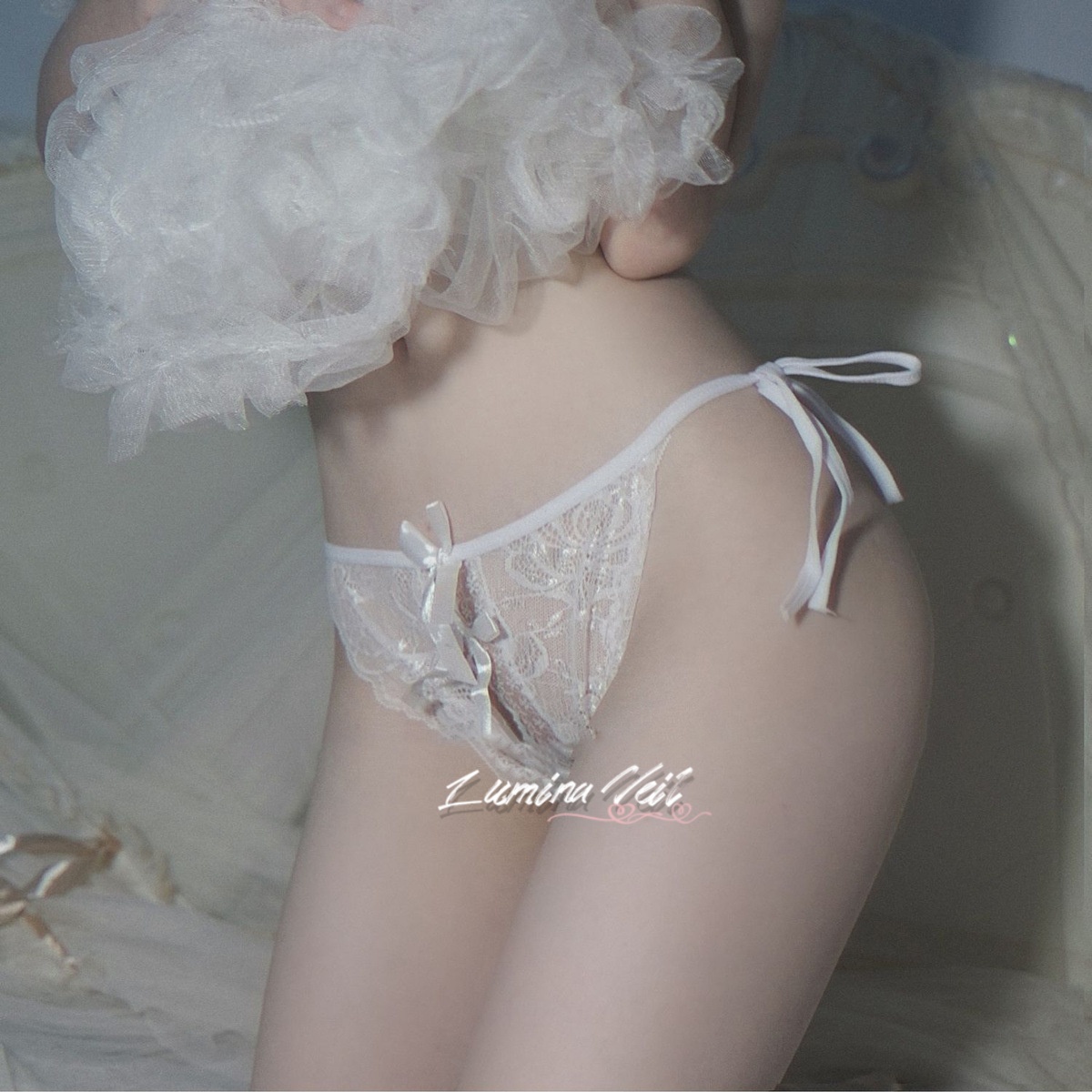 性感蕾丝透视绑带低腰丁字内裤