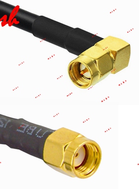 RP-SMA-J内螺内孔反接转SMA-JW90度直角弯RG58 50-3射频RF连接线