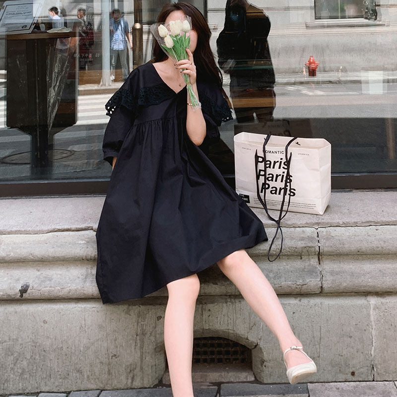 2021夏新款精致大翻领连衣裙020-119-P95K148，女装连衣裙，叁秋一裳