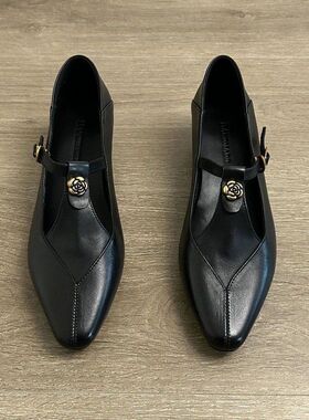 胖东来山姆法式玛丽浅口丁字带玛丽珍鞋2026新款复古山茶花珍鞋镂