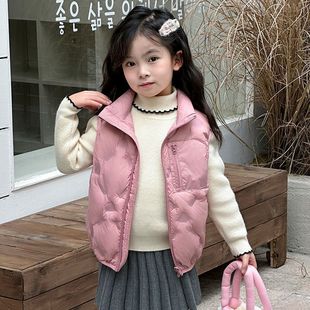 胖东来山姆新款女童压胶立领羽绒马甲男童轻薄90白鸭绒马夹外套秋