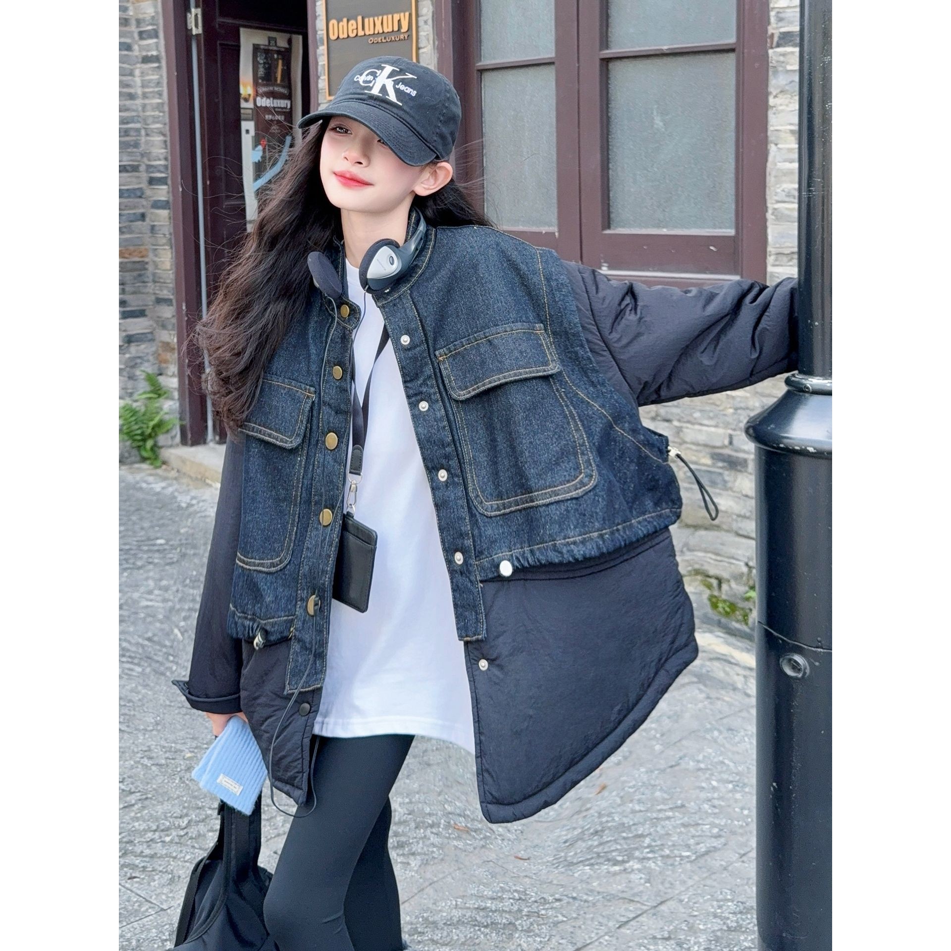 胖东来山姆女童棉服儿童假两件牛仔棉衣新款中大童女孩加厚保暖冬,童装/婴儿装/亲子装,儿童牛仔外套,淘宝优惠券,粉丝福利购,淘宝优惠卷