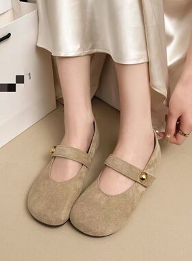 胖东来山姆平底复古鞋女2026春夏新款一脚蹬配裙子豆豆鞋软底玛丽