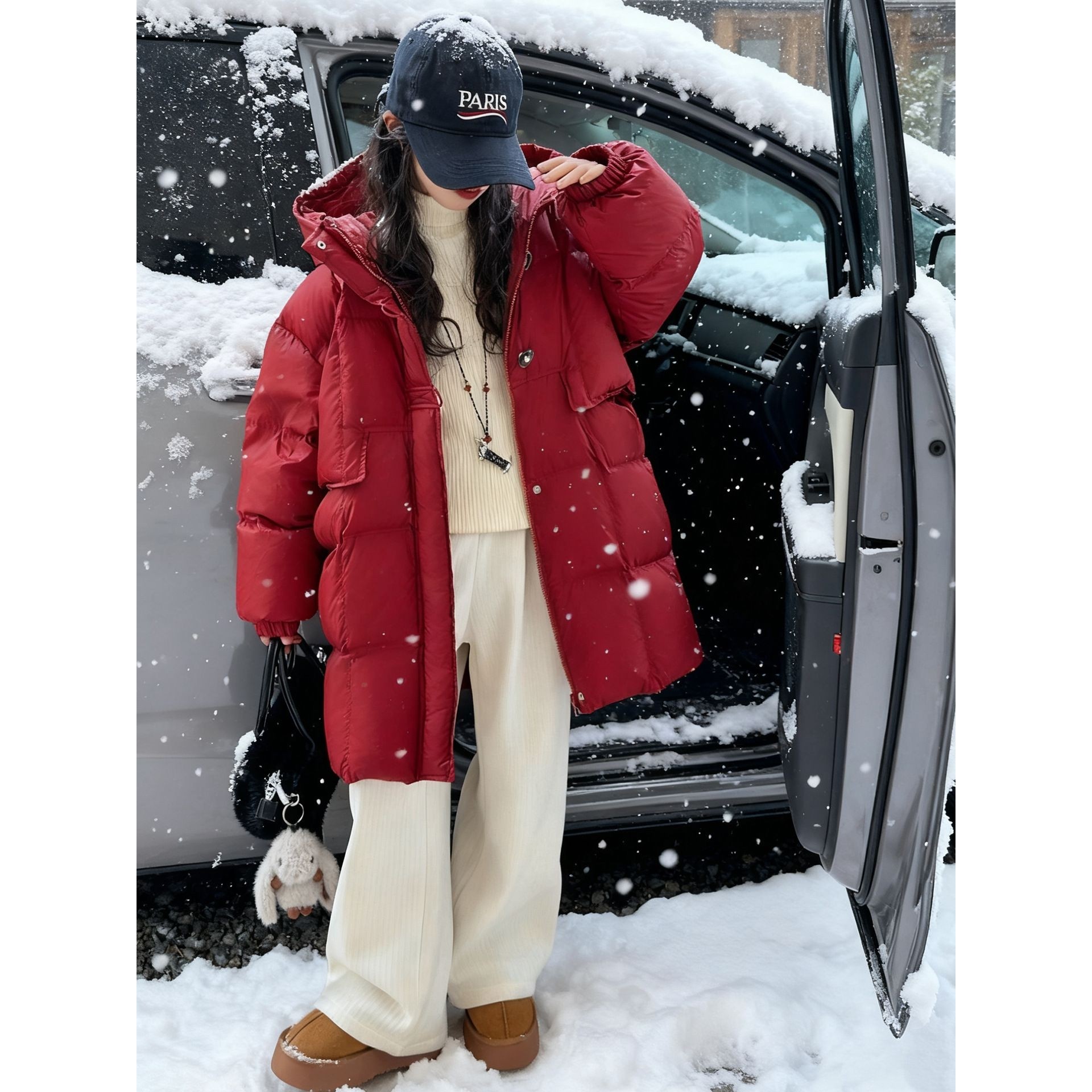 胖东来山姆女童红色年服棉衣新款中长款加厚保暖女孩洋气连帽棉服,童装/婴儿装/亲子装,羽绒服,淘宝优惠券,粉丝福利购,淘宝优惠卷