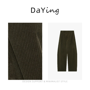 宽松ROW风休闲女裤 2025早春新品 中腰显瘦圆弧香蕉直筒灯芯绒裤