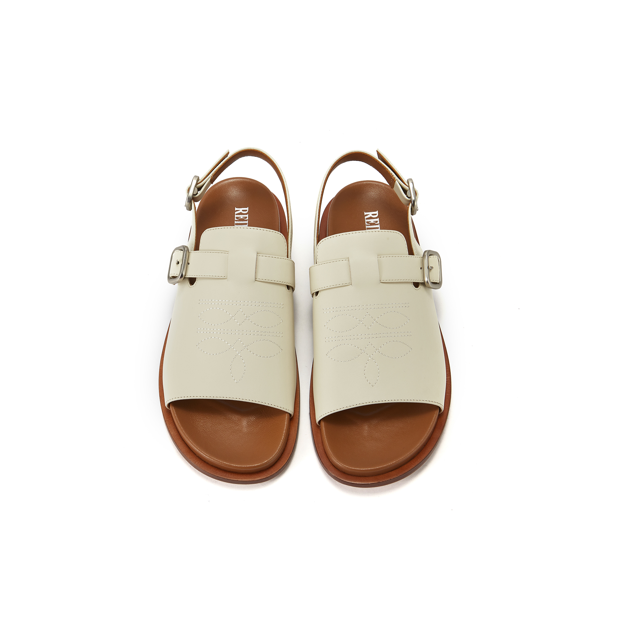 【2折】REIKI PETALS设计师鞋履  电绣图案休闲厚底露趾凉鞋