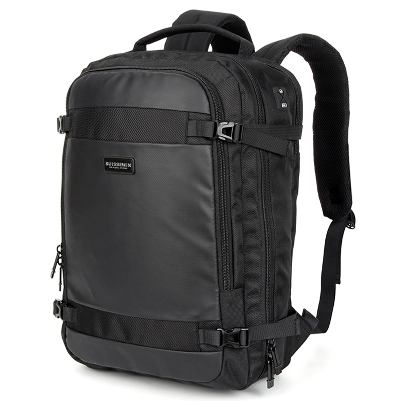 SUISSEWIN瑞士军刀经典时尚百搭黑色商务新品正品双肩背包sn99670