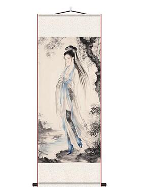 仕女图唐伯虎仿古真迹挂画卷轴搞笑国画丝绸装饰朋友生日礼物定制