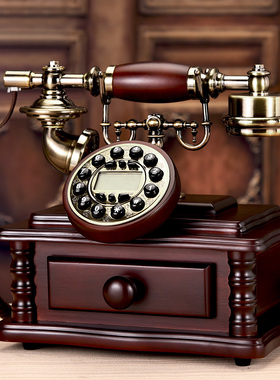 无线实木仿古电话机复古插卡款中式电话酒店来显古董家用办公座机