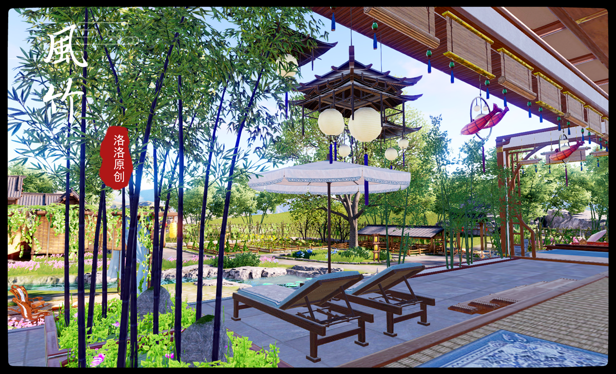 天涯明月刀家园室内图纸天刀手游原创设计模板 风竹 微信区二维码