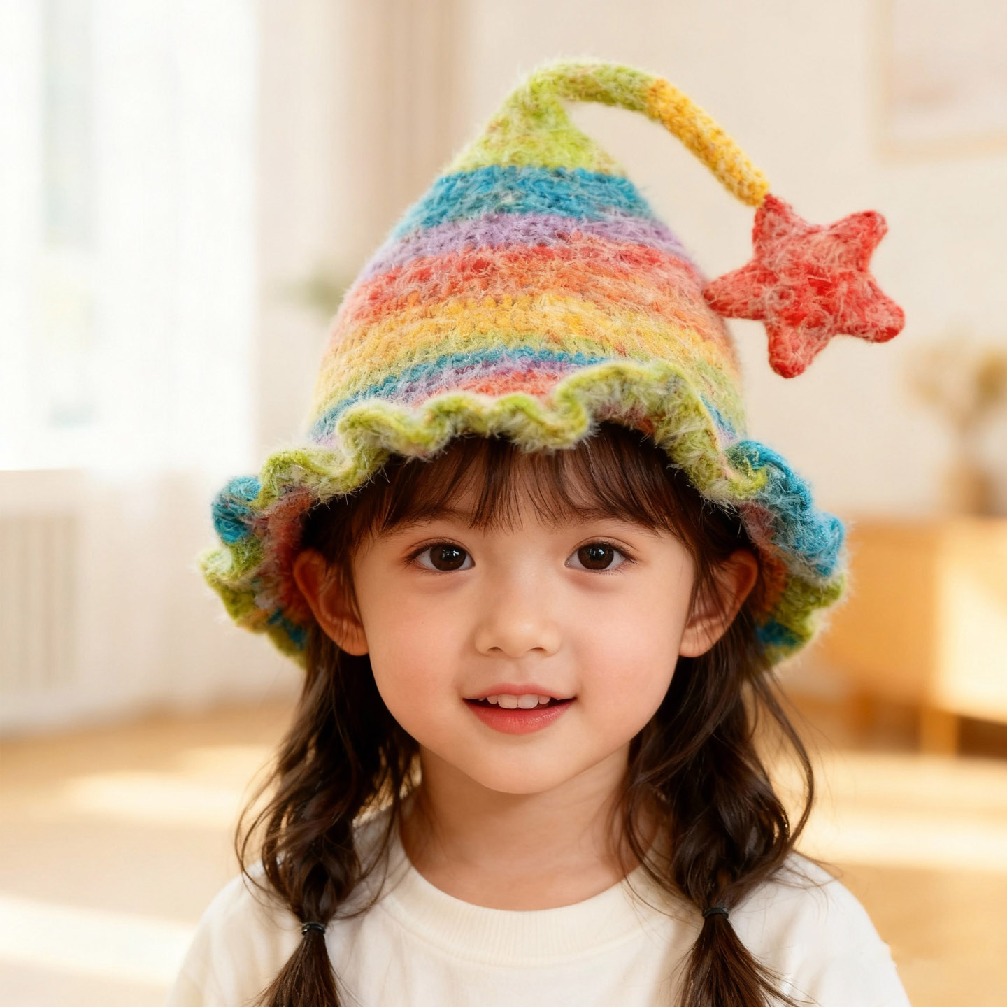 精灵帽子手工编织diy材料包钩织毛线手作儿童婴儿男女宝宝