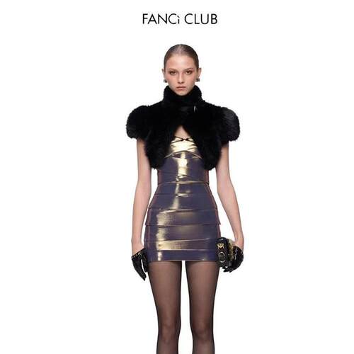 Fanci Club 25秋冬新款小众辣妹复古毛领短外套女