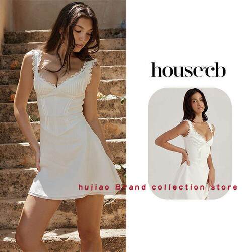 糊椒  house of cb 蕾丝花边V领无袖少女风吊带短款A字洋装
