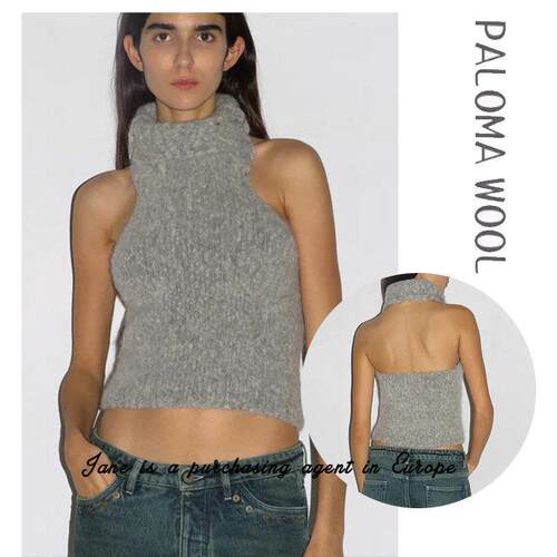 国现 PALOMA WOOL 虞书欣同款羊驼毛混纺两穿挂颈抹胸背心上衣服