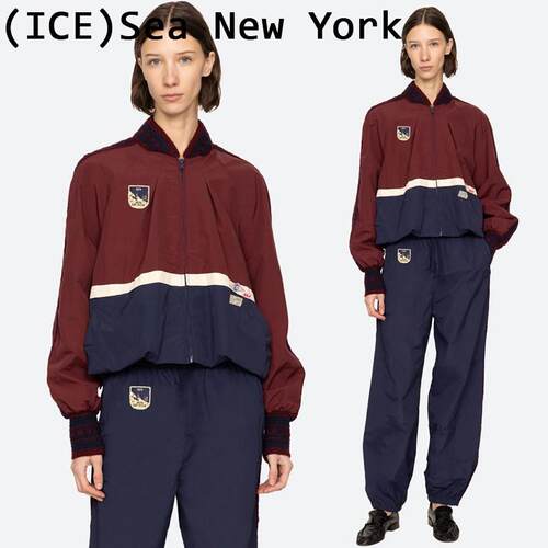 ice买手店正品Sea New York 镶边宽松夹克开襟外套松紧腰运动裤女