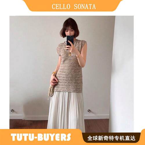 TUTU cello sonata 拼接轻纱假两件双层领度假风长版洋装