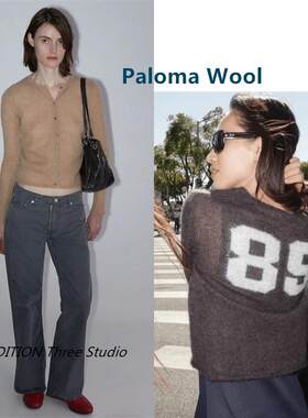西班牙 Paloma Wool 25秋季新款圆领马海毛字母长袖针织开衫毛衣