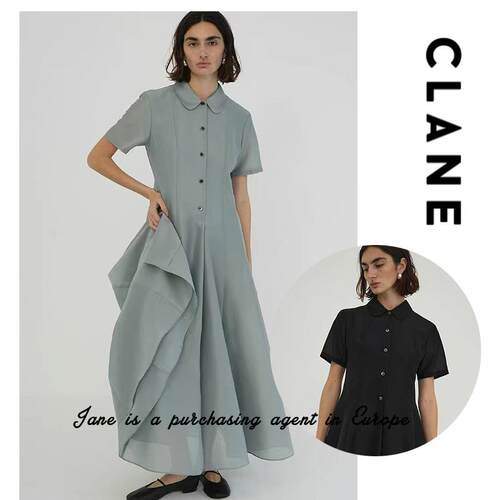 Clane 松本惠奈日系设计感气质复古收腰裙子翻领洋装