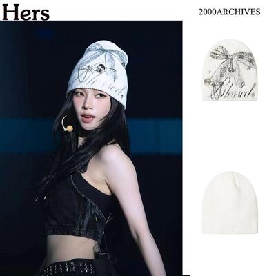 正品2000ARCHIVES 韩国金玟庭同款可拆卸别针针织冷帽女