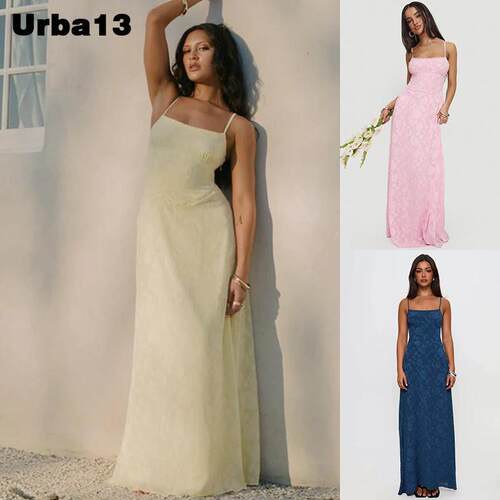 Urba13买手店现货正品Princess Polly洋装印花露背吊带裙长裙