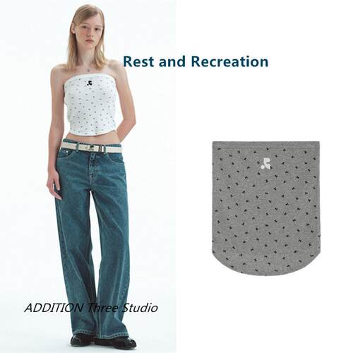 韩国 Rest and Recreation 26夏款性感刺绣logo满印裹胸背心上衣