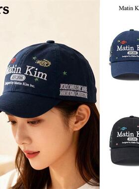 正品Matin Kim 韩国字母款卡通刺绣遮阳防晒棒球鸭舌帽女