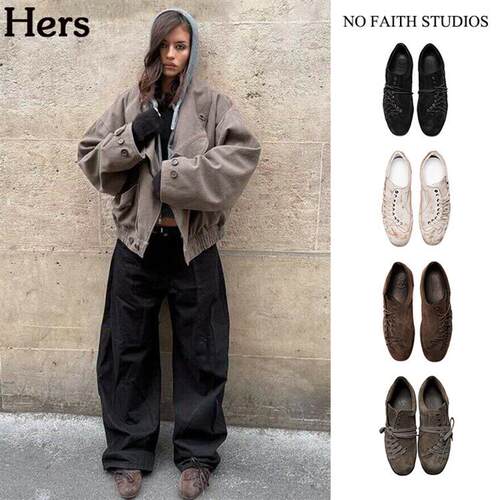正品韩国NO FAITH STUDIOS 异性结构麂皮平底足球德训鞋