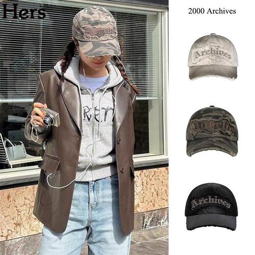 正品2000 Archives 韩国品牌许云真同款做旧棒球鸭舌帽女