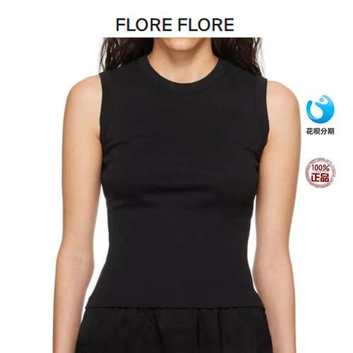 Flore flore女士 罗纹针织圆领和袖孔 Esm上衣背心
