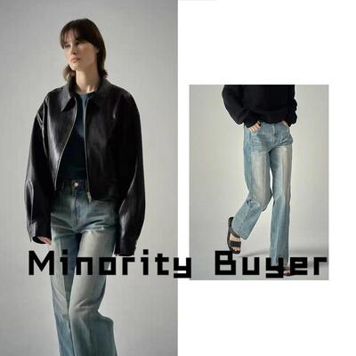 FACADE PATTERN皮衣外套短款做旧牛仔裤 街头风格女士服装买手店