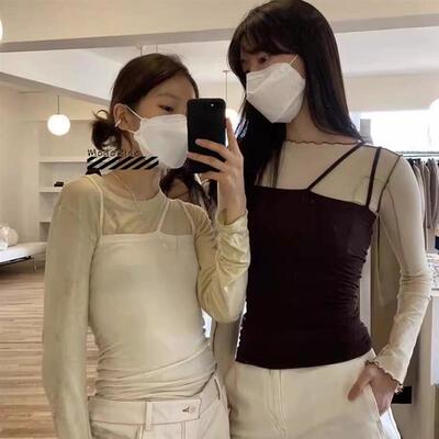 国现速发 BASERANGE 百搭罗纹不对称肩带背心吊带上衣Lisa同款