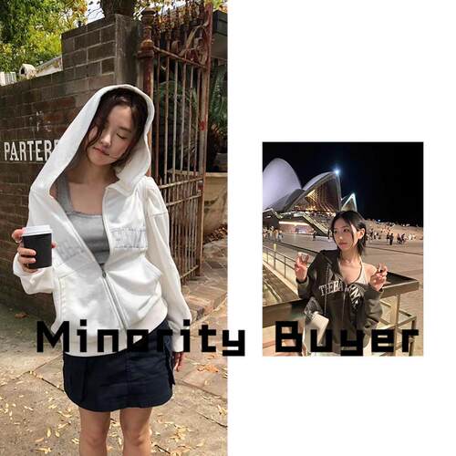 现货 买手店 The Barnnet 25新款八奶复古连帽拉炼字母厚棉T外套