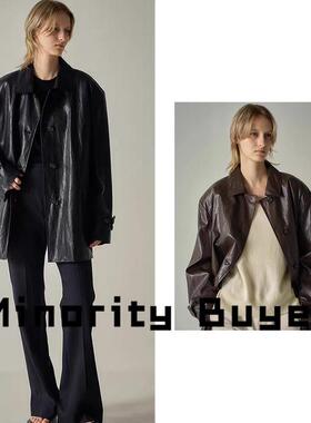 现货 买手店 FACADE PATTERN 25年新款皮衣女单排扣极简风外套